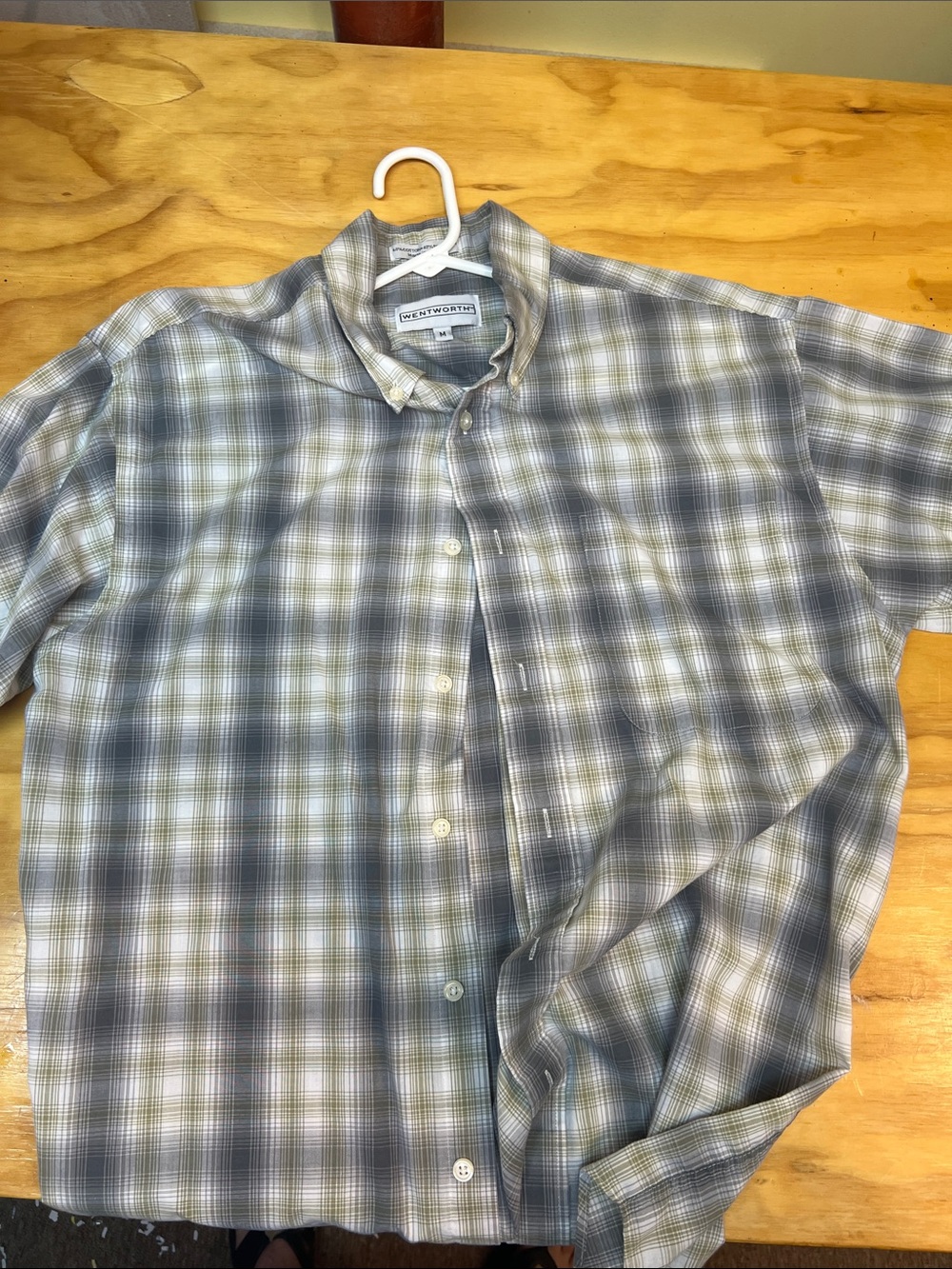 Wentworth Plaid Short-Sleeve Button-Down Shirt in Blue and Green Tones